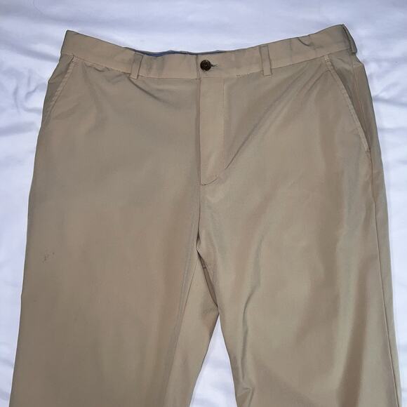Brooks Brothers Pants Mens Size 38/32 Beige Khaki Flat Front Poly-Stretch Slacks - Picture 2 of 16